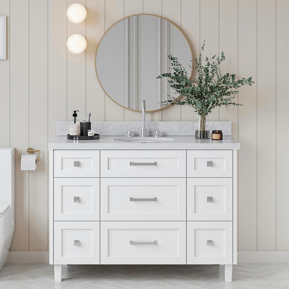 ARIEL Monrow 49 Single Sink Bathroom Vanity with Italian Carrara Marble Top