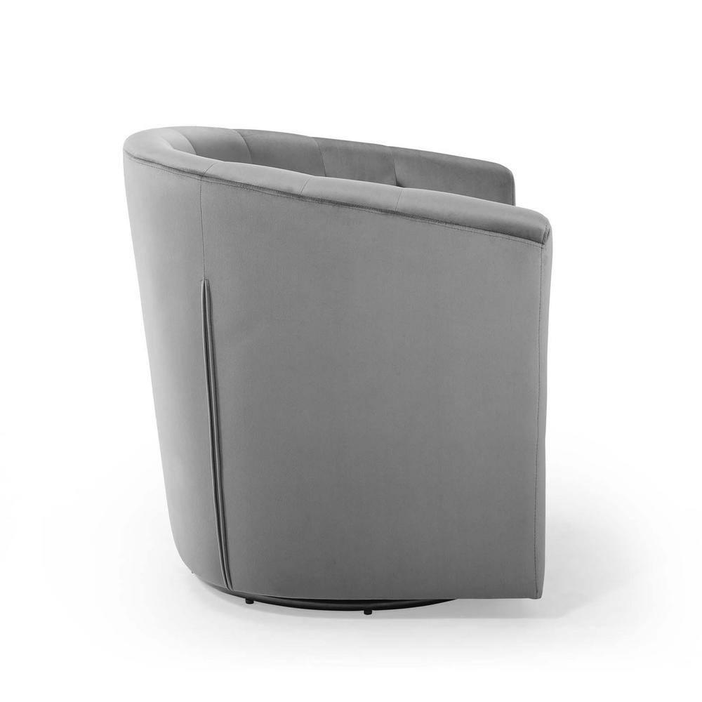 Modway Prospect Tufted Performance Velvet Swivel Armchair in Light Gray