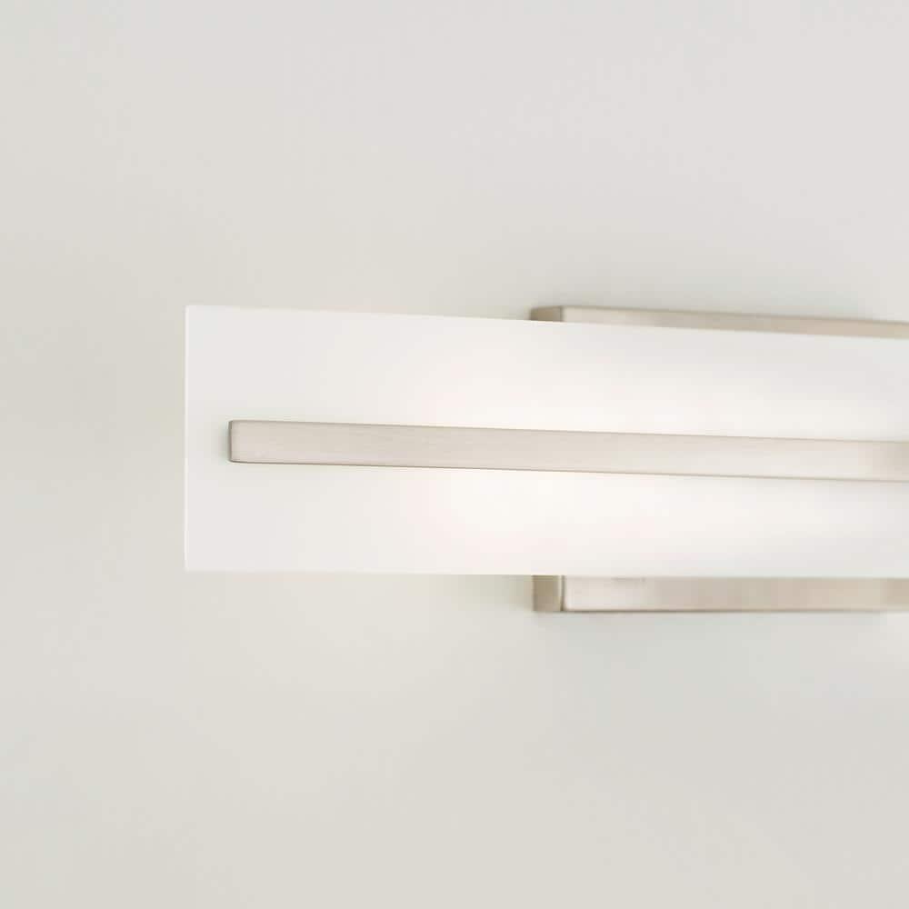Modern Brushed Nickel 2-Light Bath Vanity with Satin Etched Glass