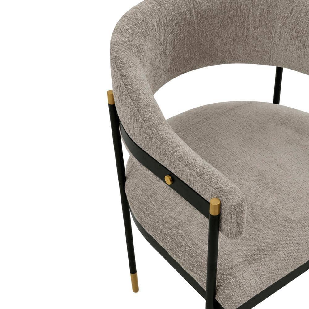 Set of 2 Lia Modern Boucle Upholstered Dining Armchairs Stone Gray - Manhattan Comfort: Brushed Gold Accents, No Assembly Required