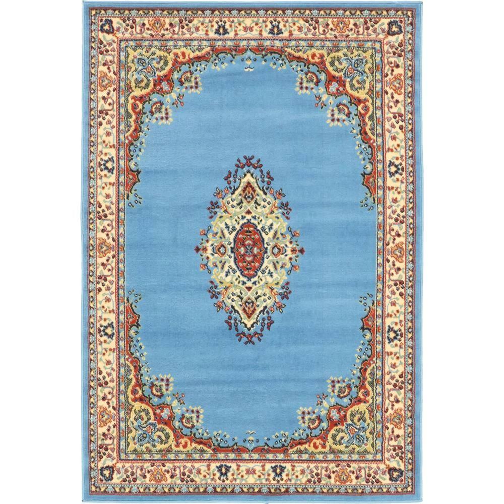 Unique Loom Reza Collection Area Rug - Washington (4' 1" x 6' 1" Rectangle Light Blue/Cream)