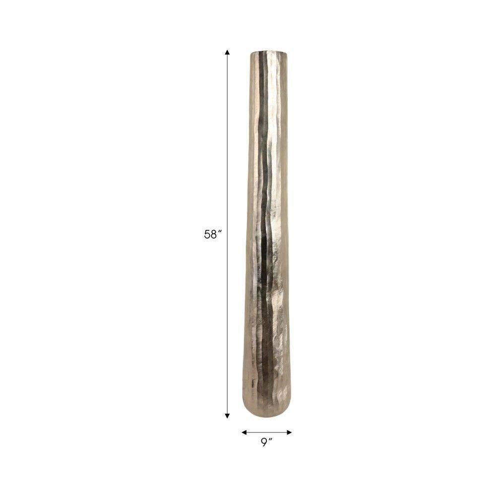 Sagebrook Home 58" Rounded Etched Metal Floor Vase, Silver | Perigold