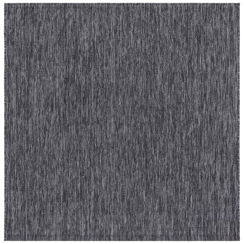 SAFAVIEH Courtyard Mitre Geometric Indoor/Outdoor Area Rug, Black/Grey, 6'7" x 6'7" Square