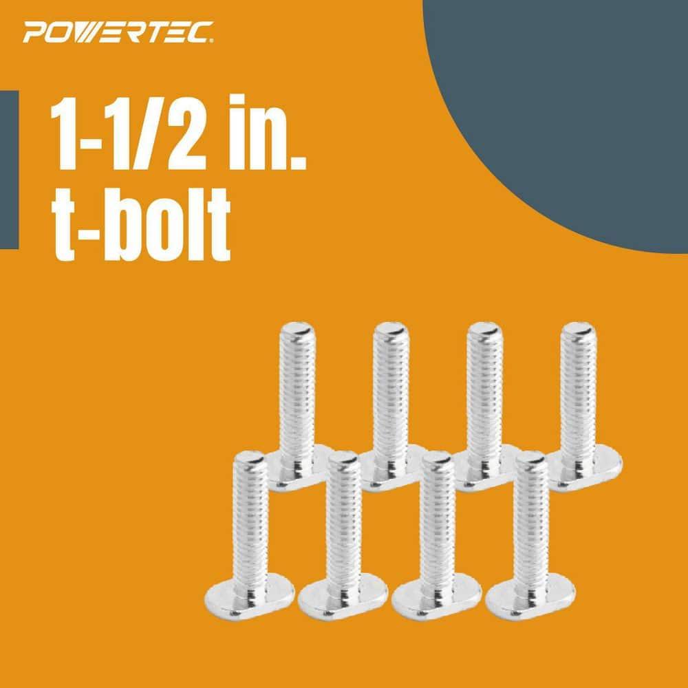 POWERTEC 10PK T Track Knob Kit w/ 7 Star Knob, 1/4-20 Threaded Bolts and Washers, T Track Bolts, T Track Accessories for Woodworking Jigs and Fixtures (71481)