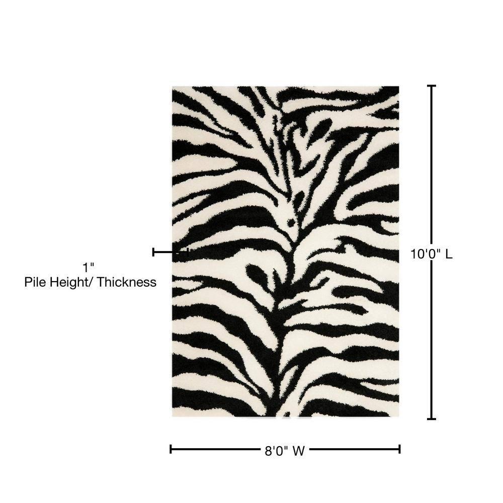 Florida Shag SG452 Power Loomed Indoor Area Rug - Ivory/Black - 8'x10' - Safavieh.