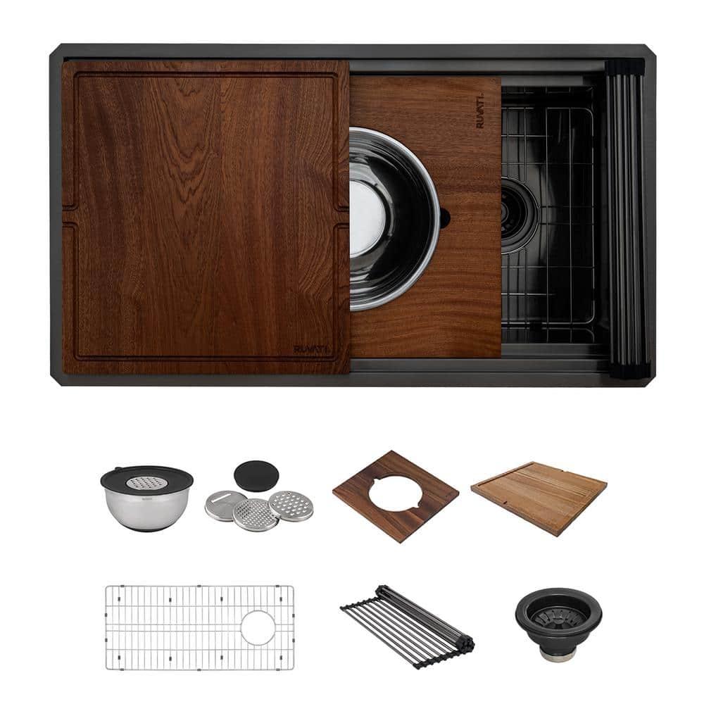 Ruvati Ruvati 20 x 14 inch Semi-Recessed Drop-in Topmount Rectangular Bathroom Sink RVH6222BL