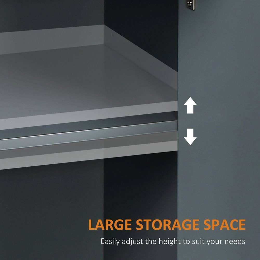 HOMCOM Sideboard Buffet Cabinet with Storage Drawers, 2 Door Kitchen Storage Cabinet with Adjustable Shelves, Coffee Bar for Living Room, Dark Gray