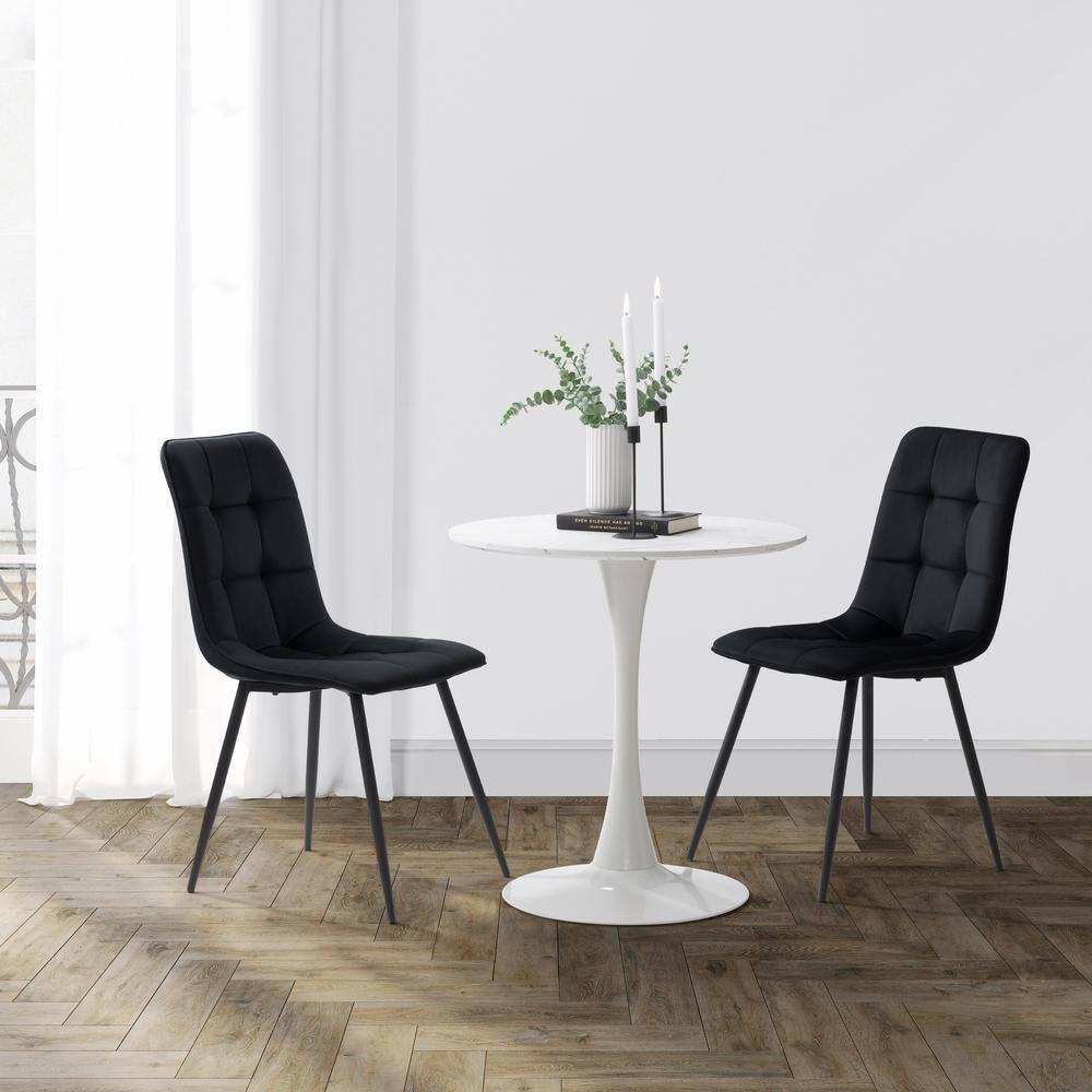 CorLiving Nash Modern Black Velvet Upholstered Dining Chair Set of 2 - Dining Room Chairs, Kitchen Chairs, Side Chairs for Dining Table - Stylish Chair Set for Kitchen & Dining Room
