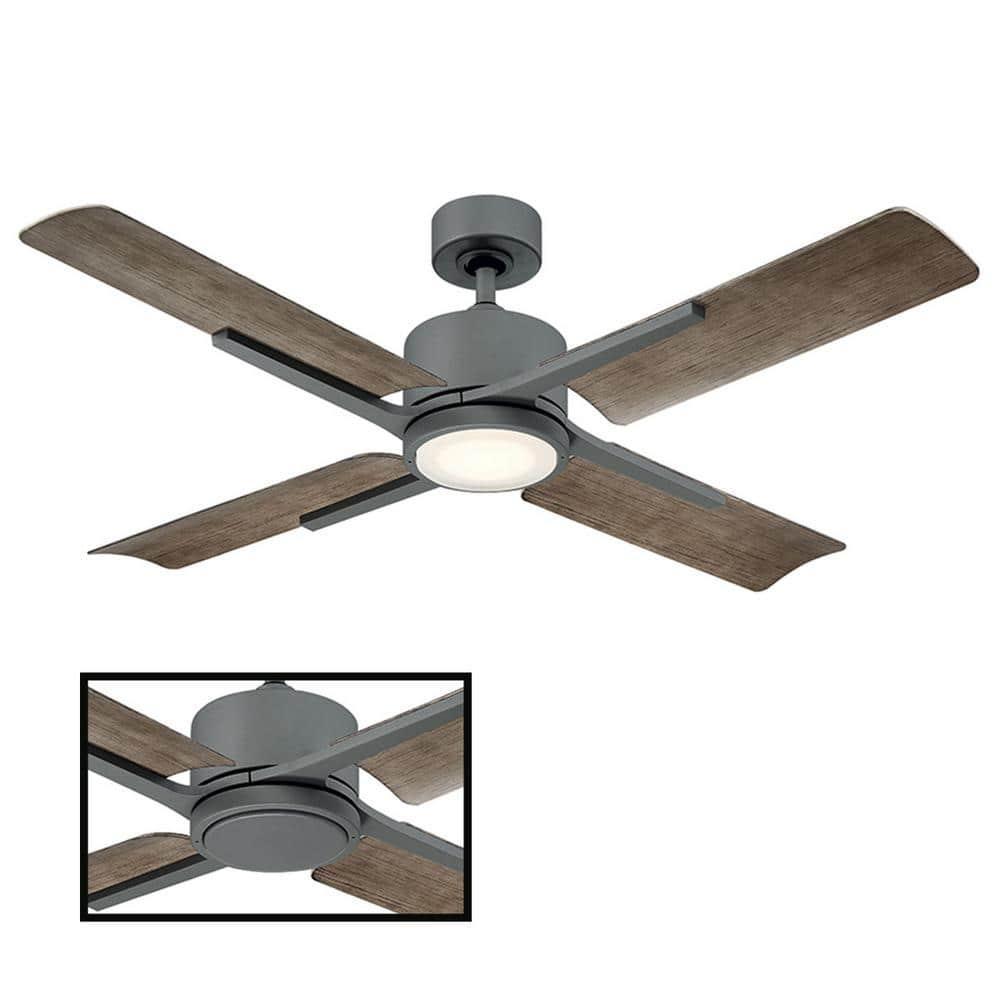 Cervantes Indoor and Outdoor 4-Blade Smart Ceiling Fan 56in Graphite Weathered Gray with 3000K LED Light Kit and Remote Control