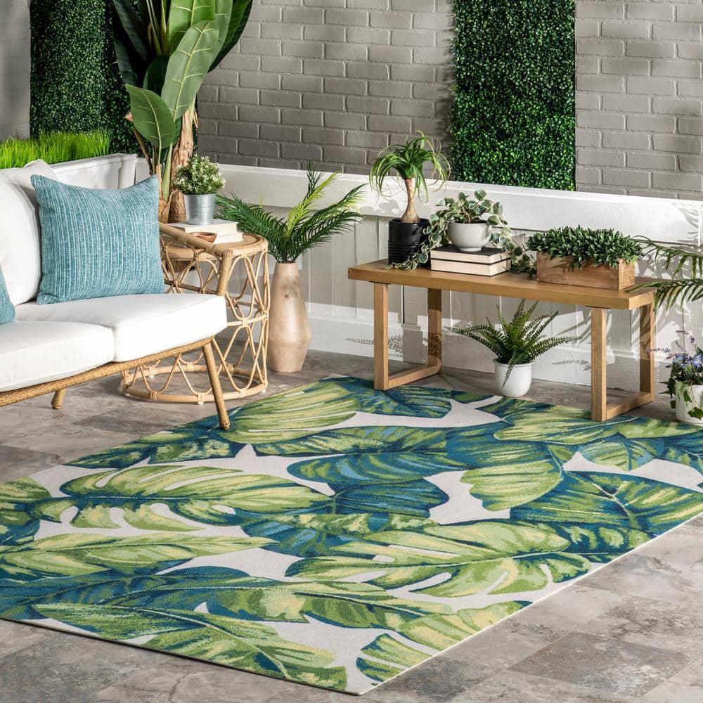 Nuloom Lisa Floral & Paisley 10x14 Indoor/Outdoor Area Rug for Living Room Patio Deck Front Porch Kitchen, Green Multicolor/Ivory