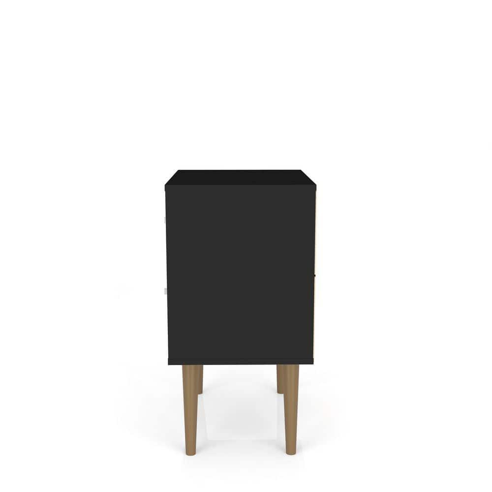 Manhattan Comfort Liberty 2.0 Mid Century Modern Nightstand Black: Particle Board Construction, Storage Drawer, Rectangle Shape
