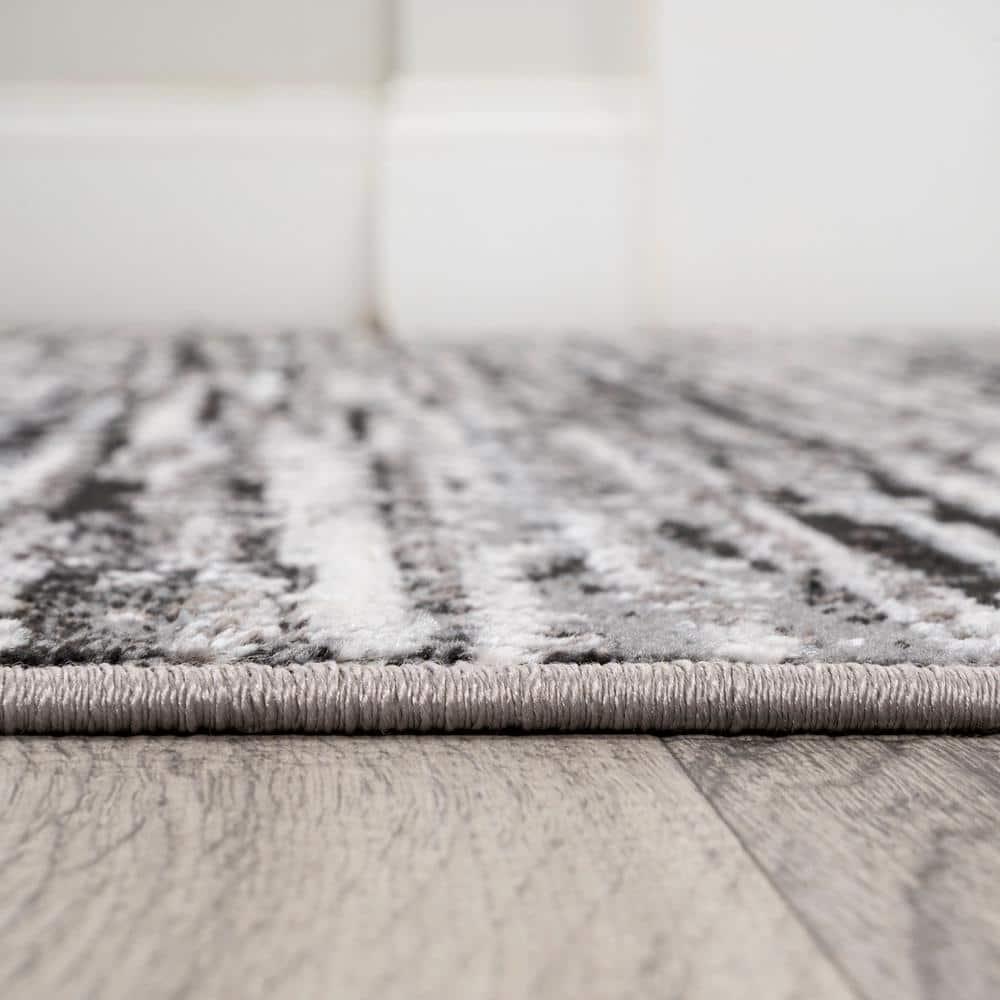 JONATHAN Y Loom Modern Strie'  Black/Gray 8 ft. x 10 ft. Area Rug