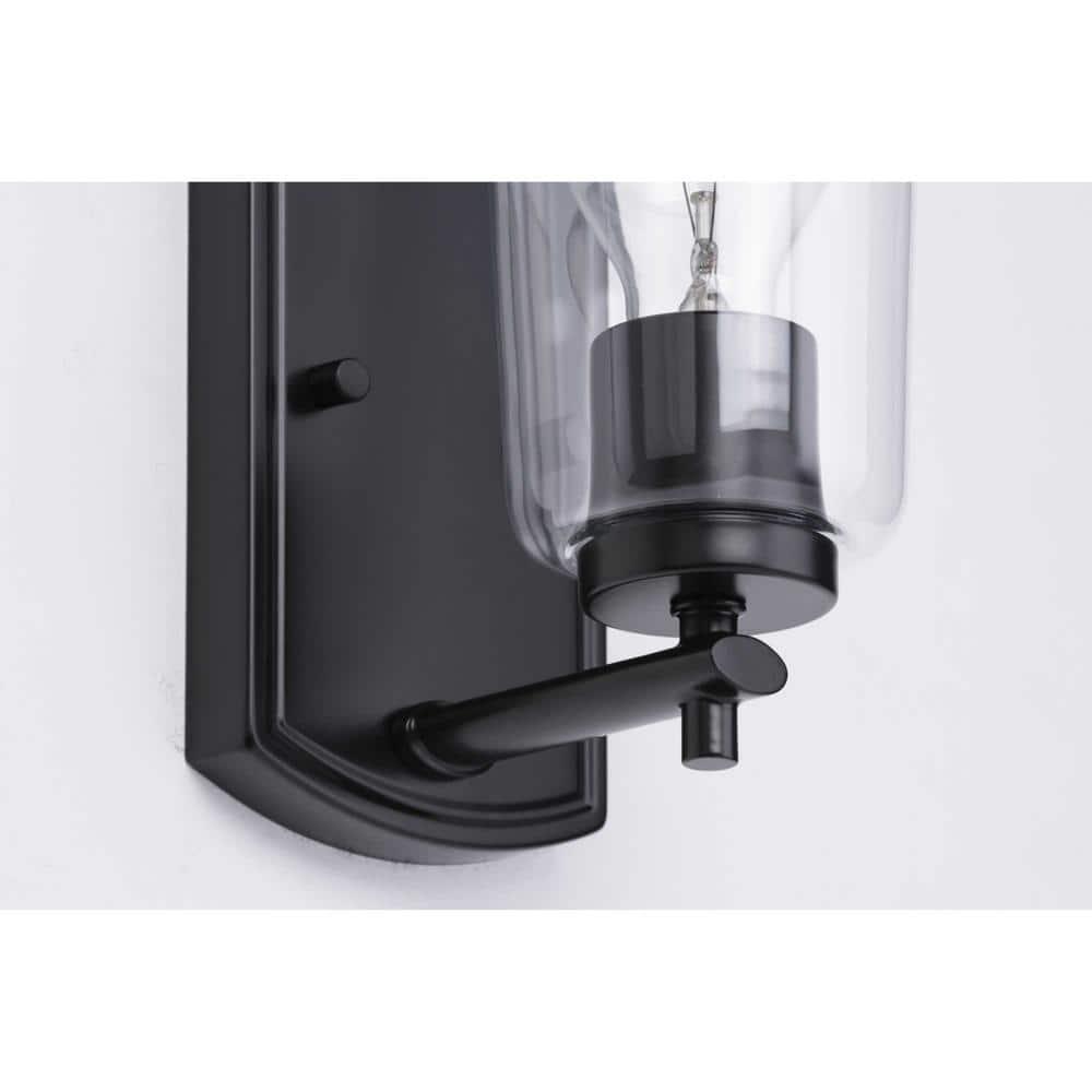 Progress Lighting Adley 1-Light Bath Wall Light, Black Finish, Clear Glass Shade