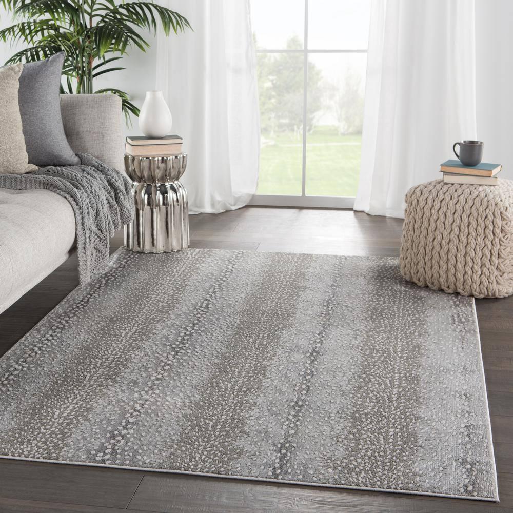 Contemporary Axis 18' x 11'8" Metallic Gray Synthetic Area Rug