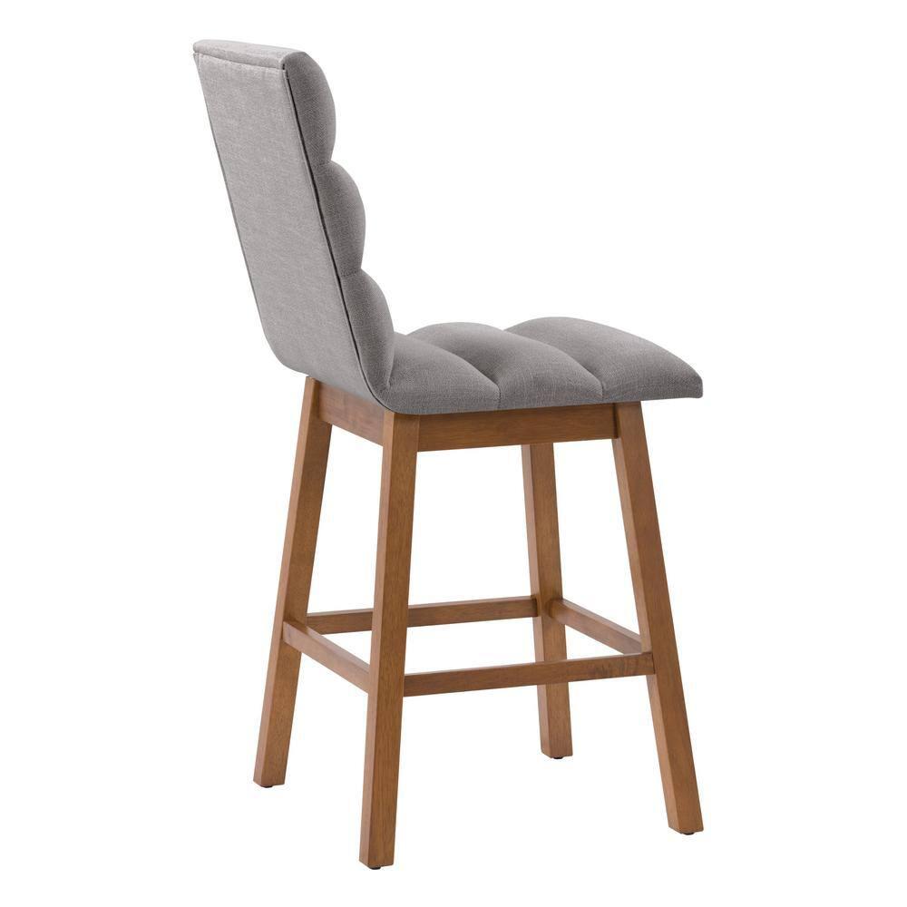 CorLiving Set of 2 Boston Channel Tufted Fabric Barstools Light Gray: Upholstered, Rubberwood Legs, Foam Padded