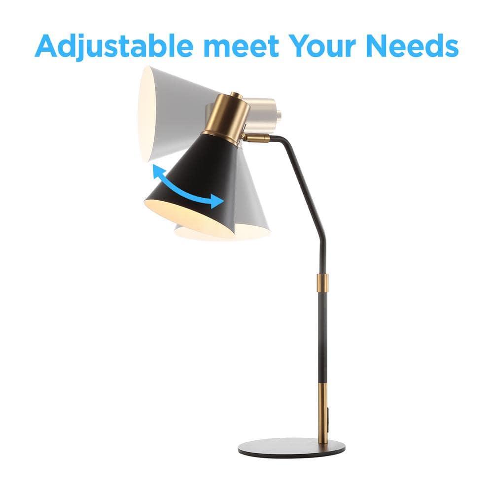 JONATHAN Y JYL6129A Apollo 22.5" Metal LED Task Lamp Contemporary for Bedroom, Living Room, Office, College Dorm, Coffee Table, Bookcase, Black/BrassGold