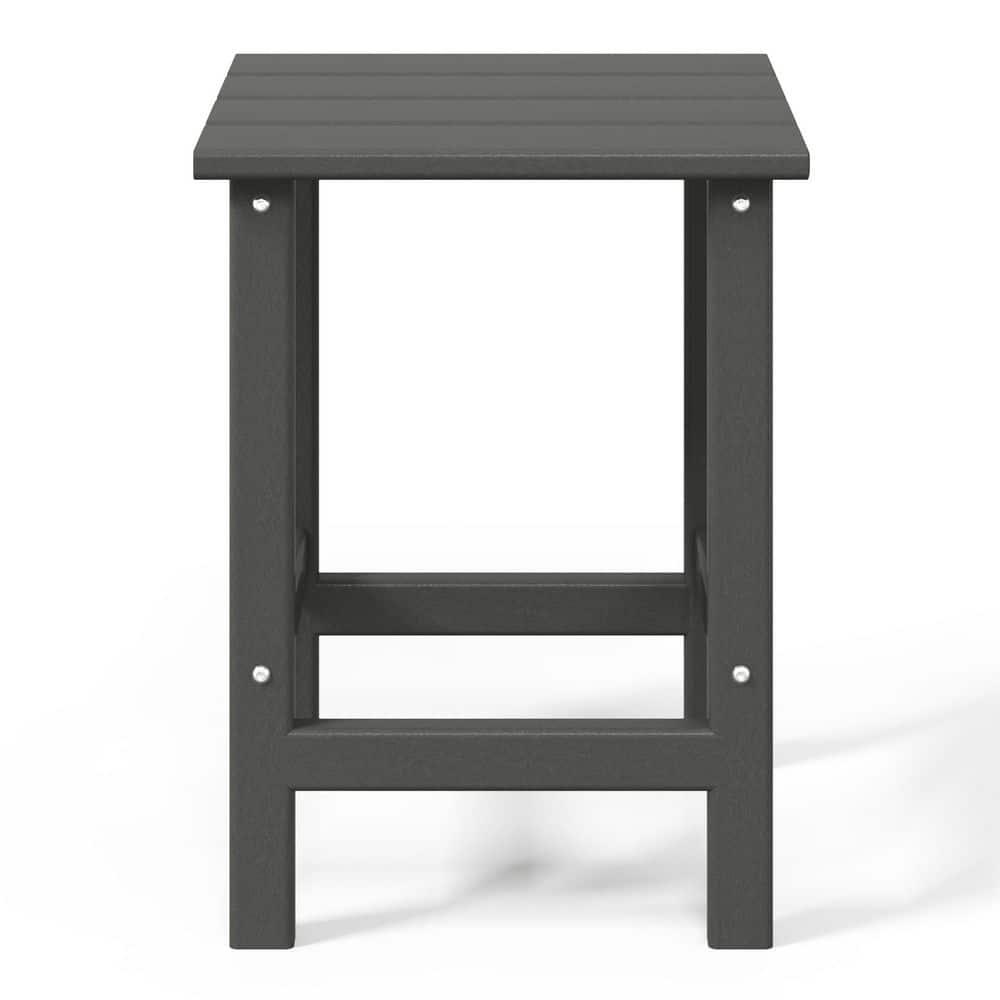 Polytrends  Laguna Hdpe All Weather Outdoor Patio Square Side Table Gray