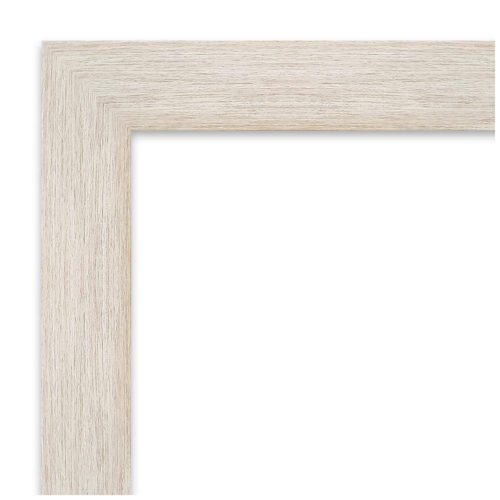 Amanti Art Beveled Wood Bathroom Wall Mirror - Hardwood Whitewash Frame - Hardwood White Wash Outer Size: 41 x 29 in