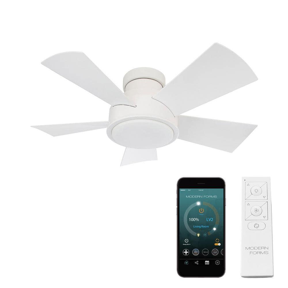 Vox 5 - Blade Indoor/Outdoor Smart Flush Mount Ceiling Fan with Remote Control and LED Light Kit