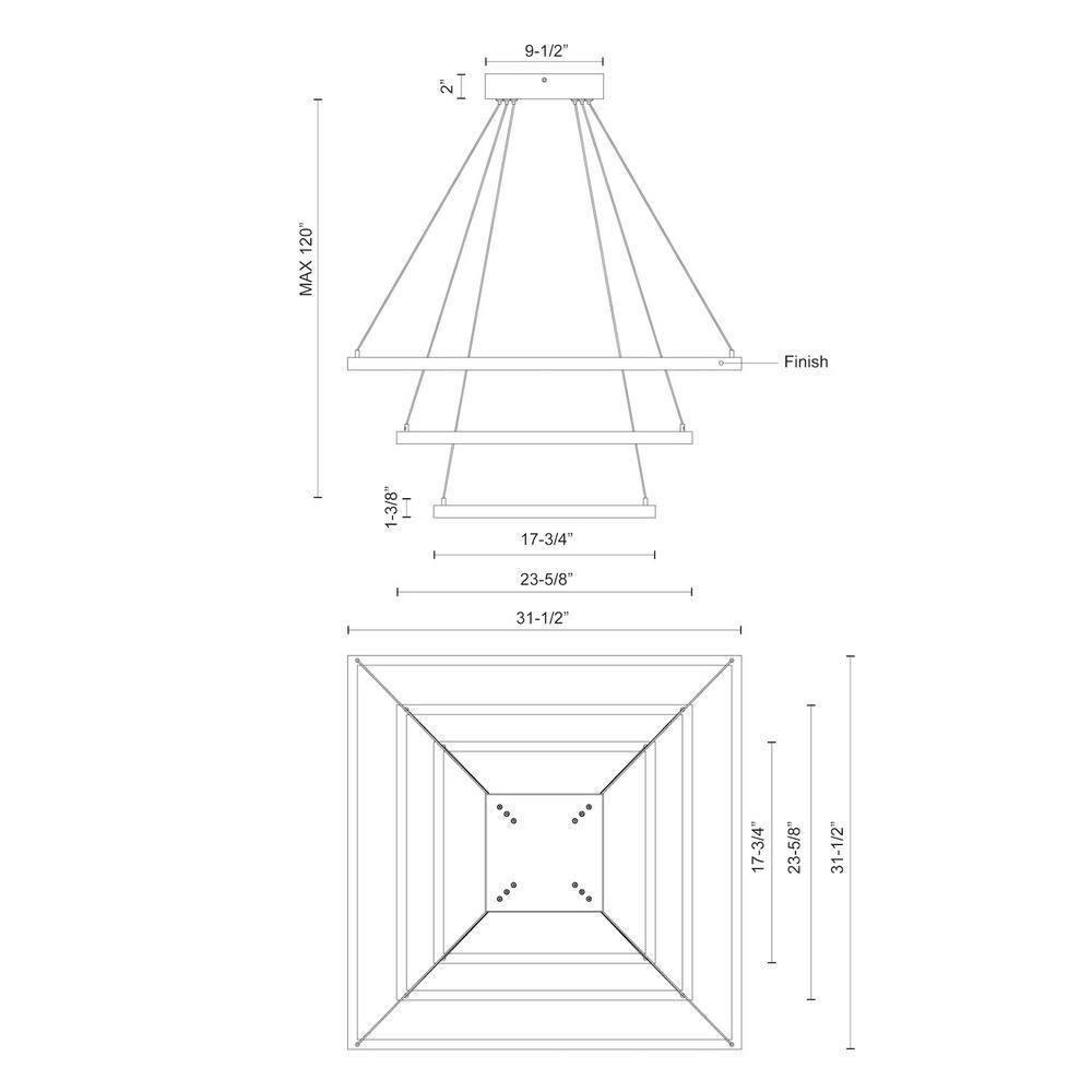 Piazza 3 - Light LED Tiered Chandelier