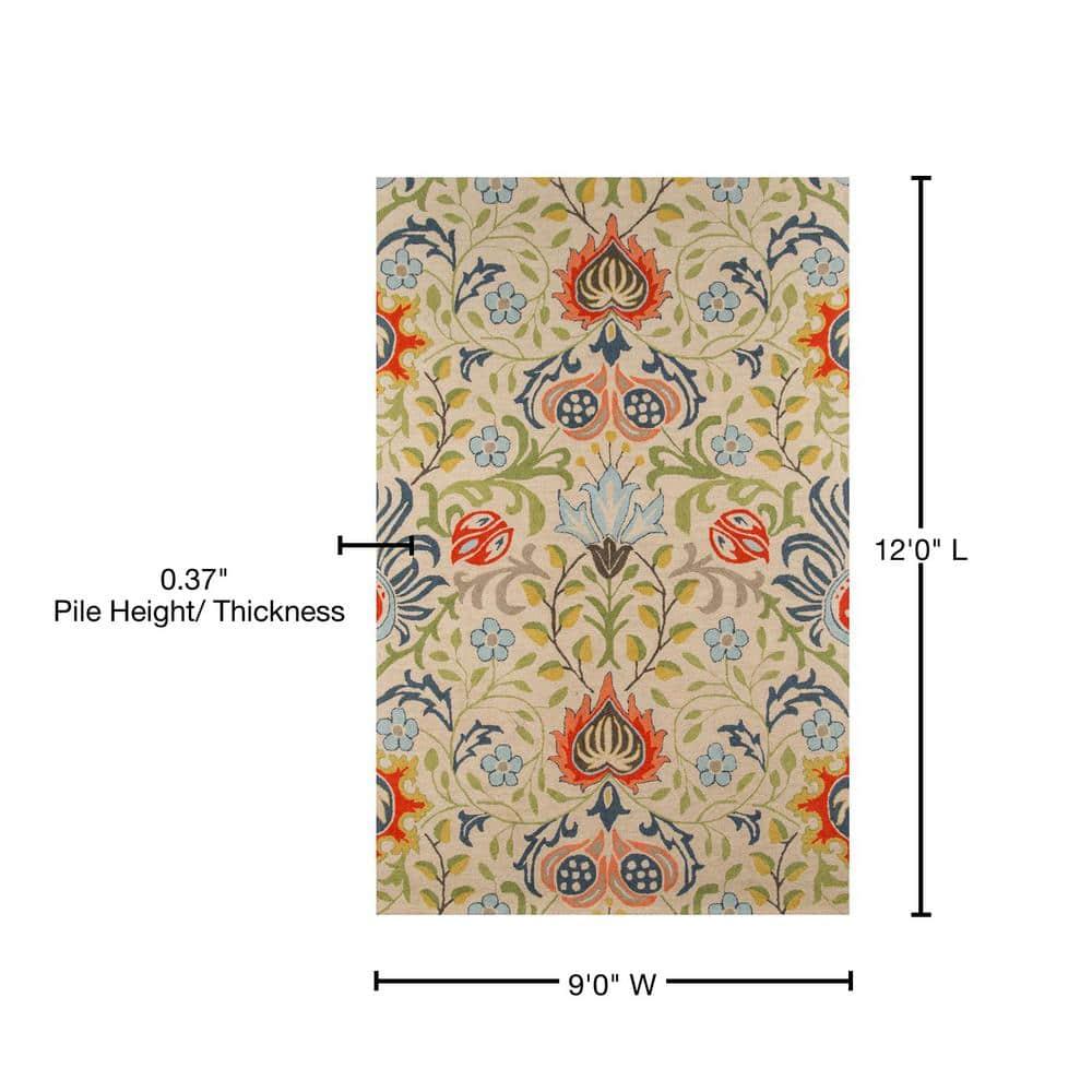 Momeni  Newport Hand Tufted Wool Floral Area Rug Multi 9' x 12' Contains Latex 9' x 12' Indoor, Handmade Living Room, Bedroom, Dining Room Blue,