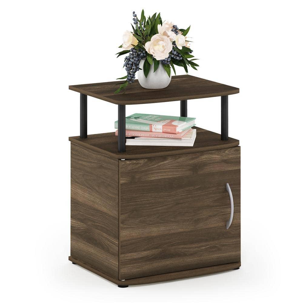 Furinno JAYA Utility Design End Table, Columbia Walnut/Black