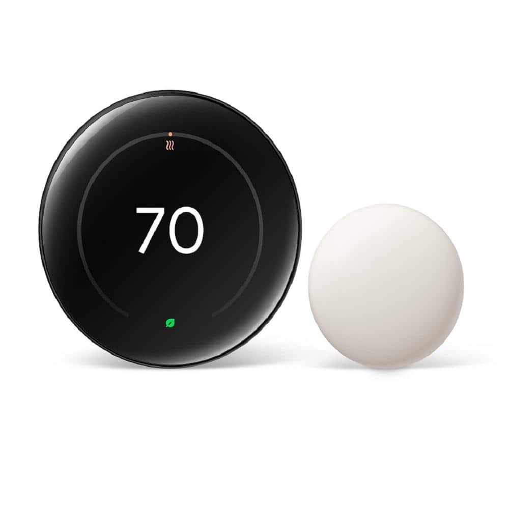 Google Nest Learning Thermostat (4th Gen) with Nest Temperature Sensor (2nd Gen) - Black: Wi-Fi, Energy Star, App Control