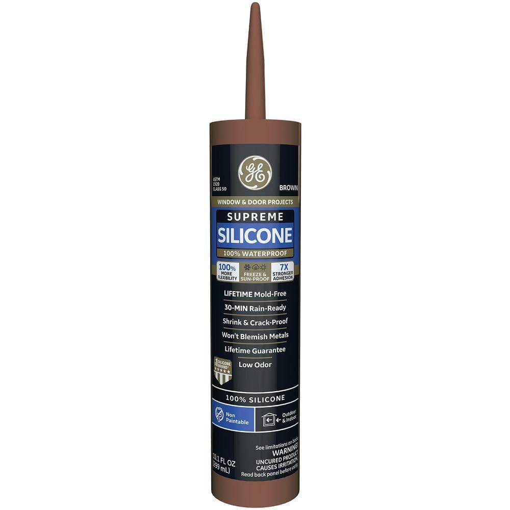 GE Supreme Silicone Window & Door Sealant, Pack of 1, Clear 10.1 fl oz Cartridge