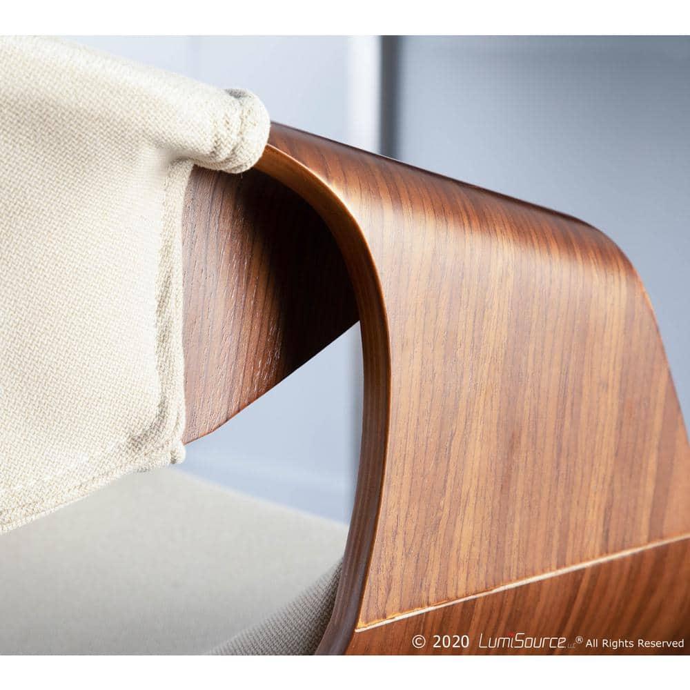 Curvo Mid-Century Modern Dining Accent Chair Cream - Lumisource: Upholstered, Wood Legs, Polyester