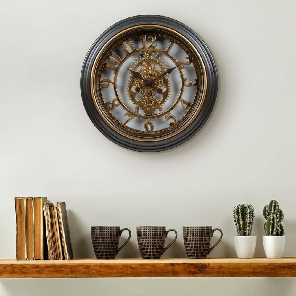 La Crosse Clock 20-inch Bronze Antiqued Gears Vintage Quartz Analog Wall Clock, 404-3051C