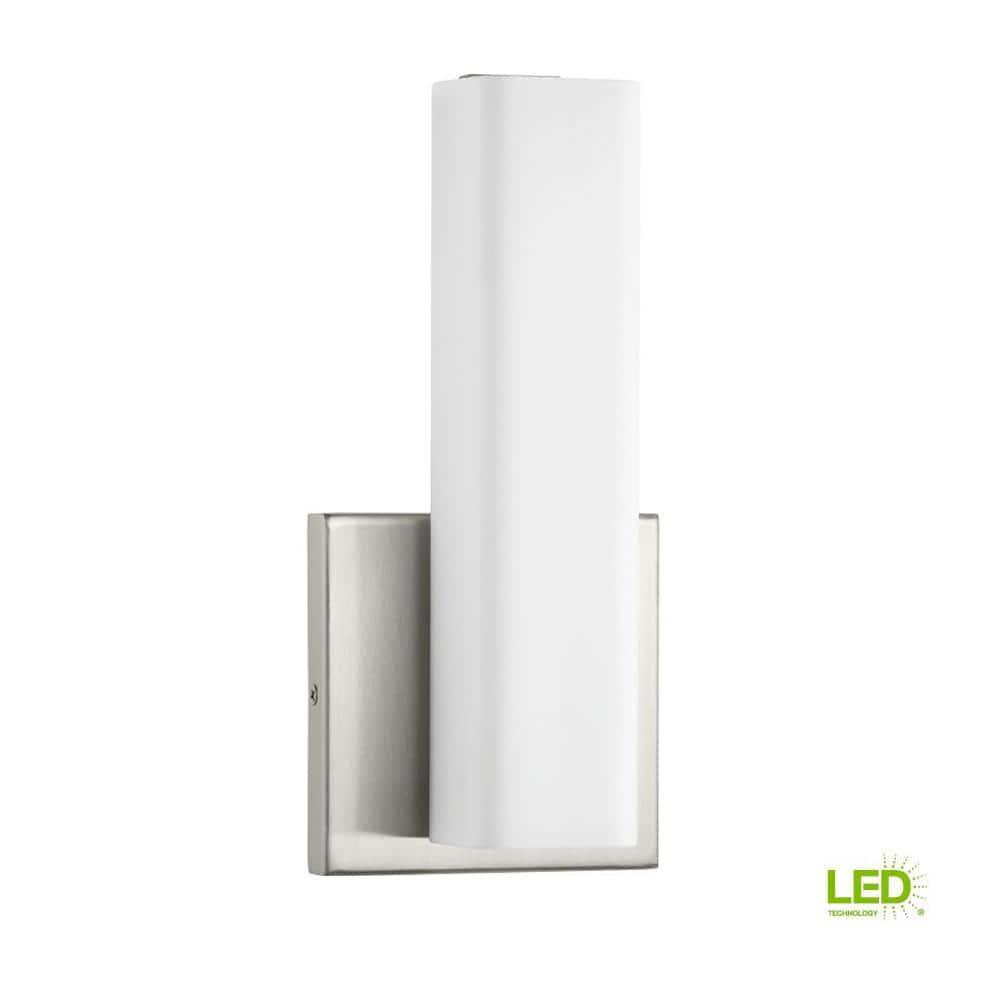Progress Lighting, Beam Collection, 1-Light LED Wall Bracket, Brushed Nickel, Opal Glass Shade