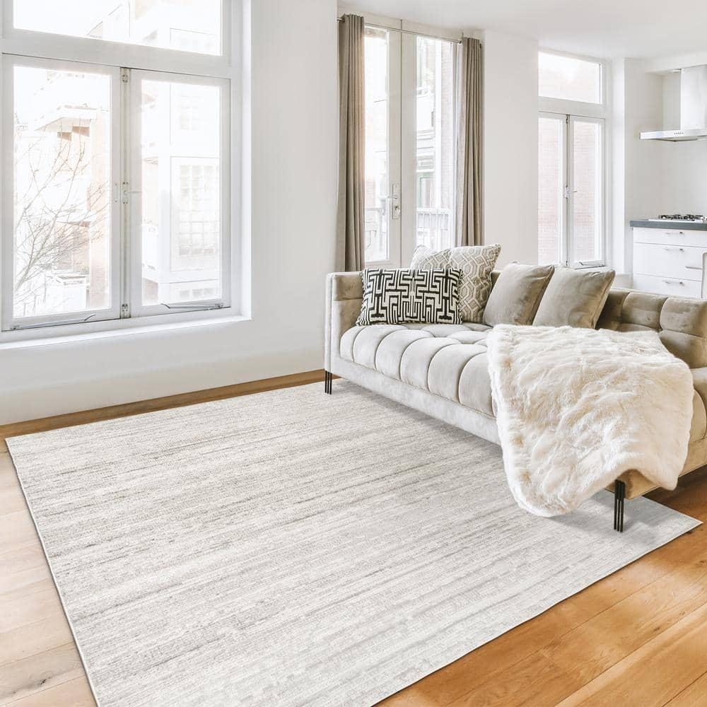 Adirondack ADR113 Machine Made Indoor Area Rug - Ivory/Silver - 6'x9' - Safavieh