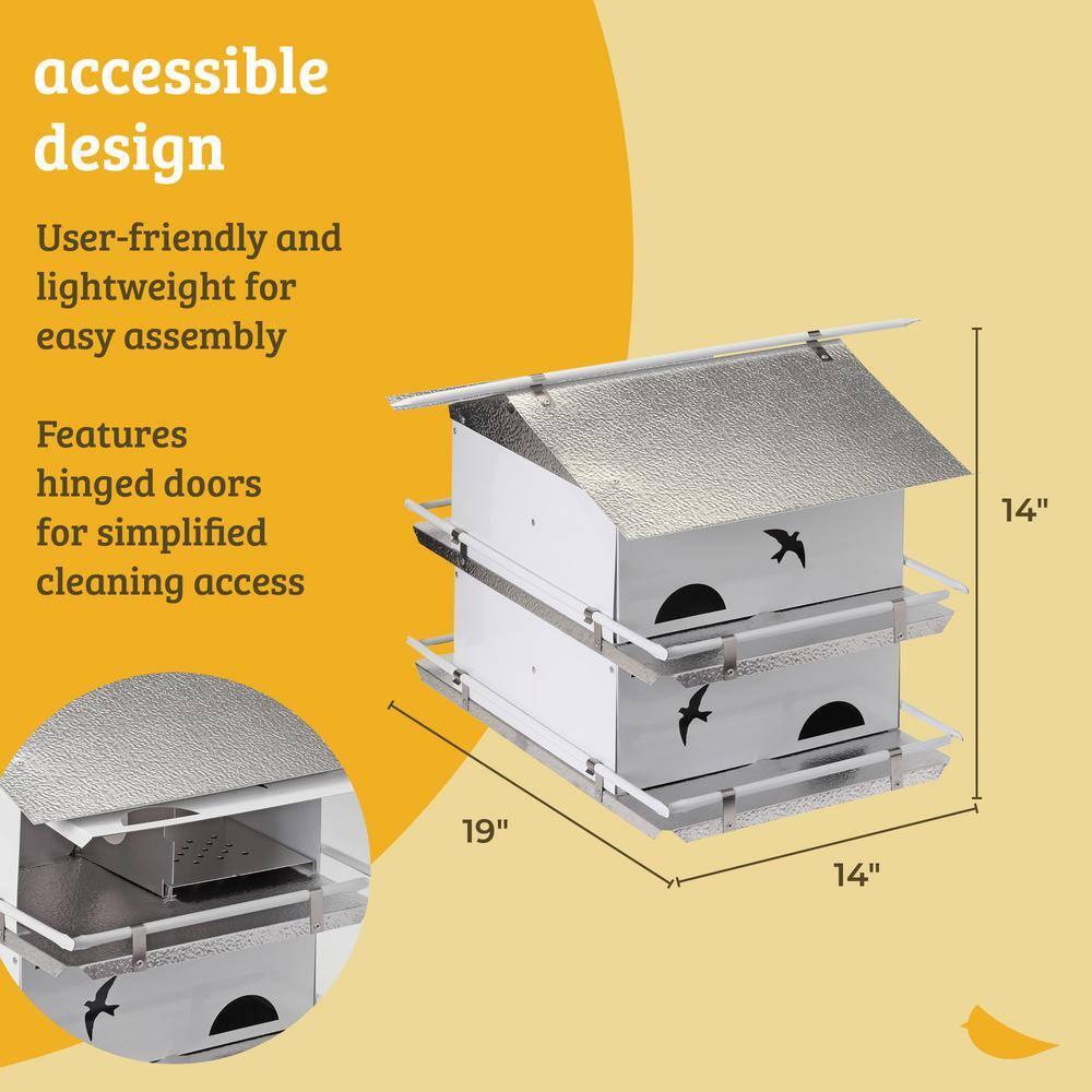 Birds Choice 20" Silver Purple Martin House Watersedge Suites: Aluminum, Weather-Resistant, Pole Mount