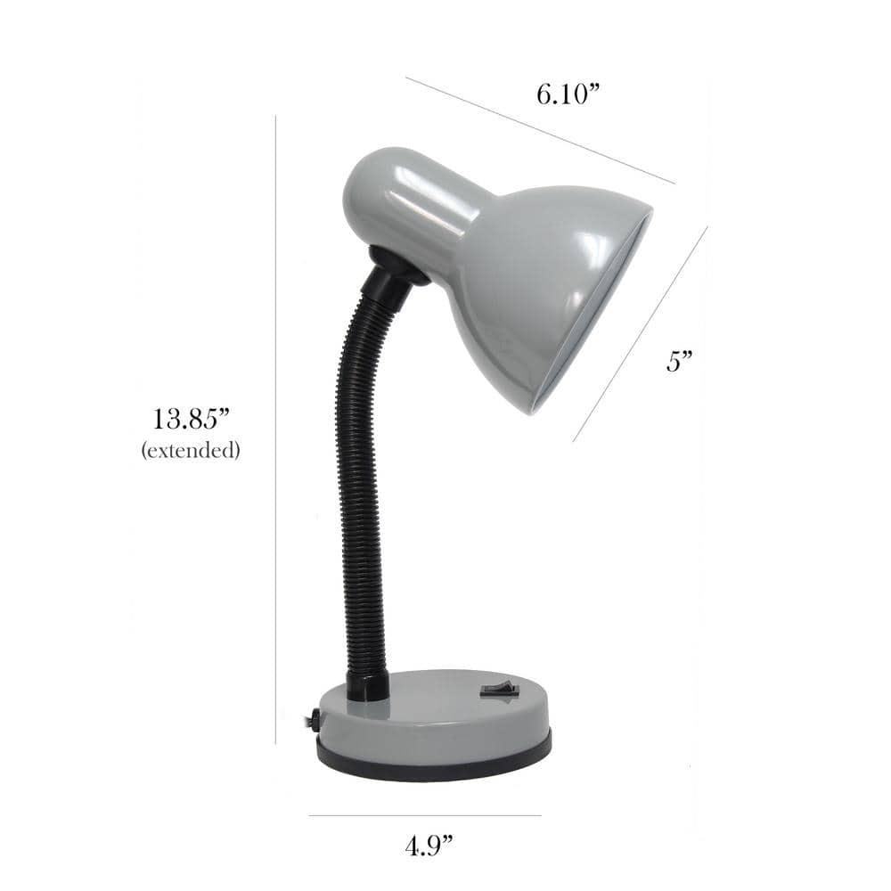 Basic Metal Desk Lamp with Flexible Hose Neck Silver - Simple Designs: ETL Listed, Adjustable, No Assembly Required
