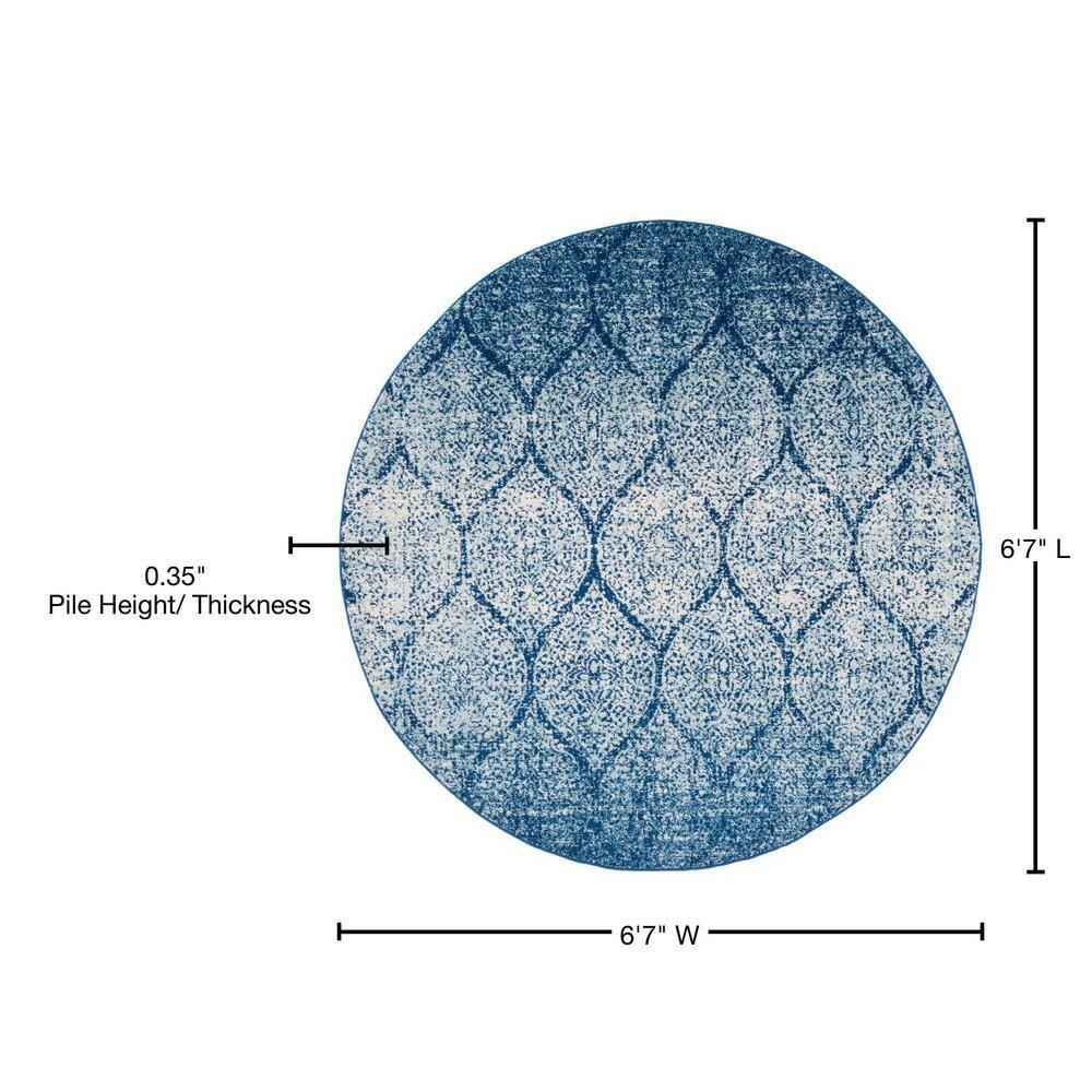 Madison MAD604 Power Loomed Indoor Area Rug - Navy/Blue - 6'7" Round - Safavieh