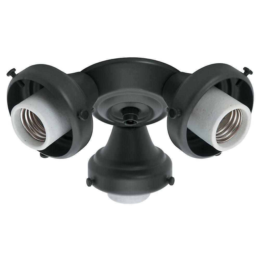 99140-Hunter Fans-Accessory-Three Light Fitter-7.5 Inches Wide by 2.6 Inches High-Black Finish