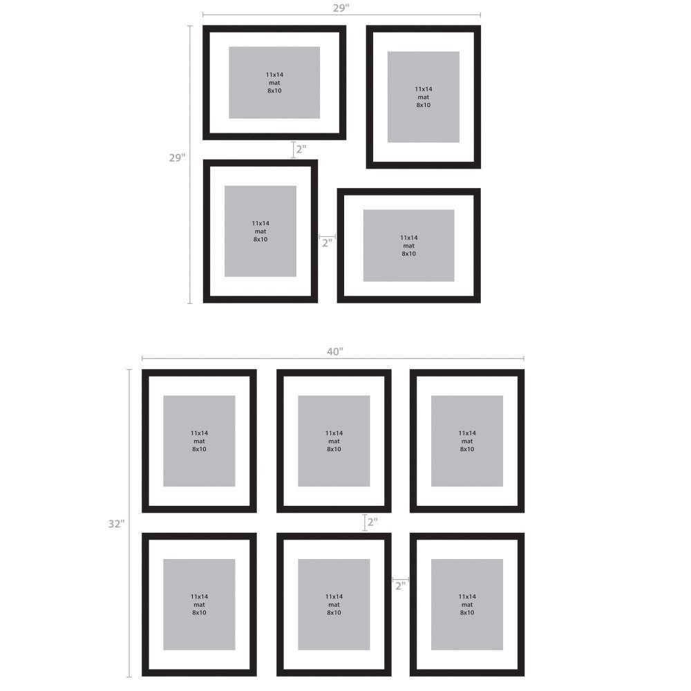 DesignOvation Gallery Rectangle Wood Wall Frame, 11x14 matted to 8x10, Walnut Brown