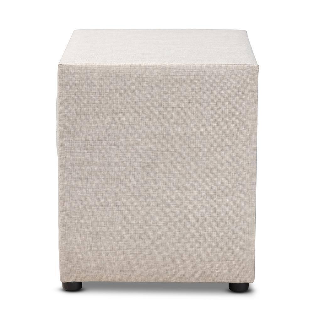2 Drawer Lepine Wood Nightstand Beige - Baxton Studio: Upholstered, Tufted, Silver Knobs, Assembly Required