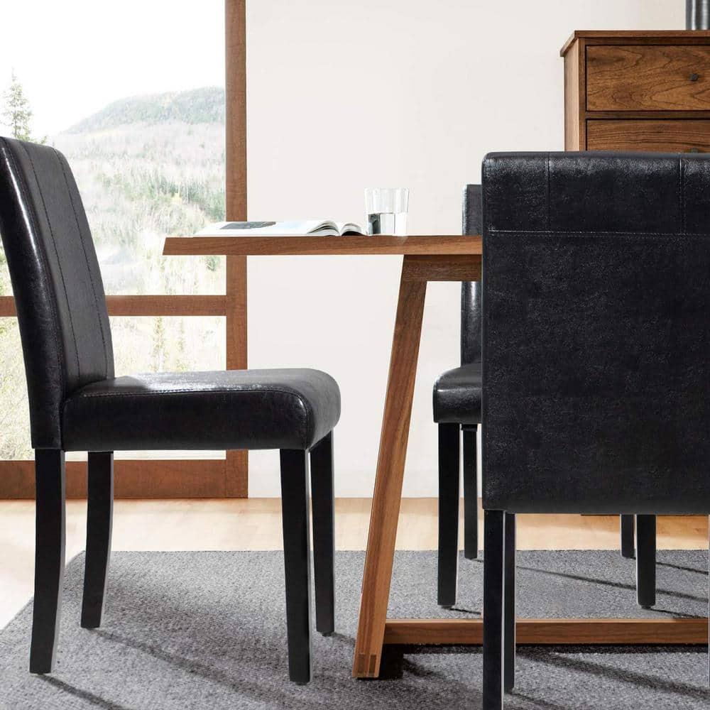 JUMMICO Dining Chair PU Leather Living Room Chairs Modern Kitchen Armless Side Chair with Solid Wood Legs Set of 4(Grey)