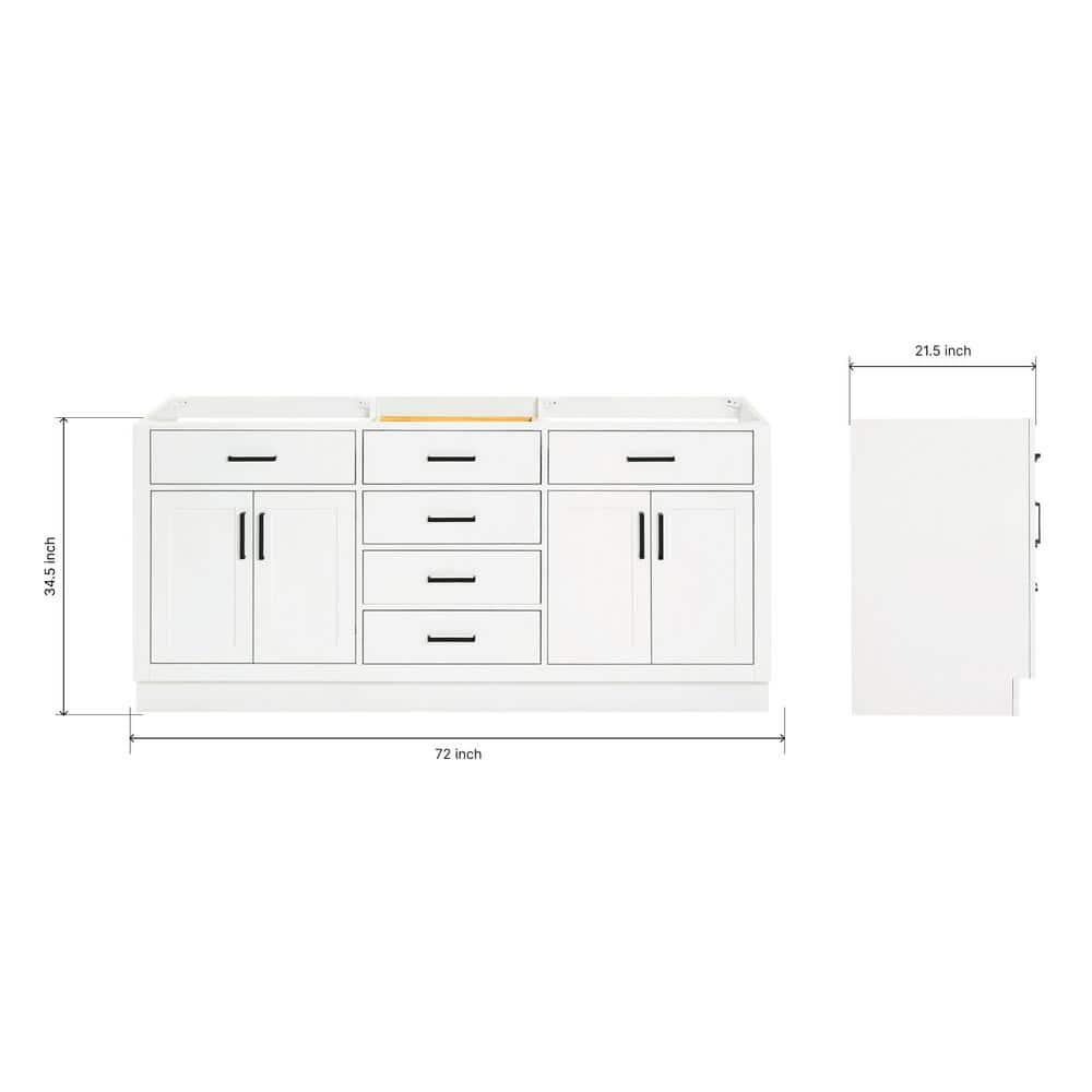 Ariel T072d-Bc Hepburn 72" Double Free Standing Vanity Cabinet Only - White