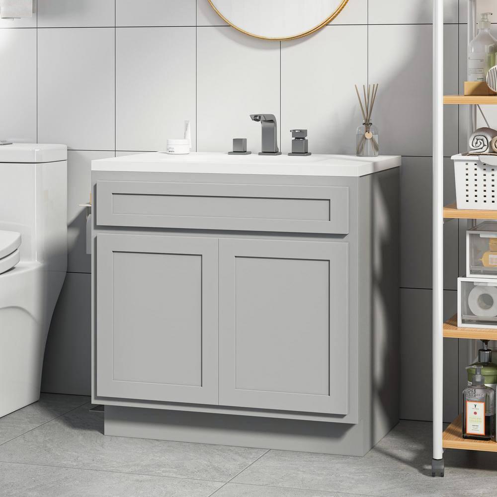Vanity Art  Vanity Cabinet with Knockdown - Gray - 33 x 21 x 32.5 in.