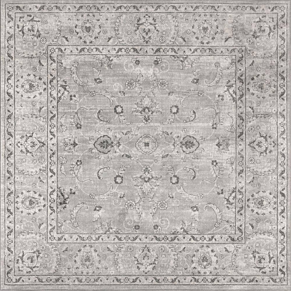 6'x6' Modern Persian Vintage Medallion Area Rug, Light Grey - JONATHAN Y