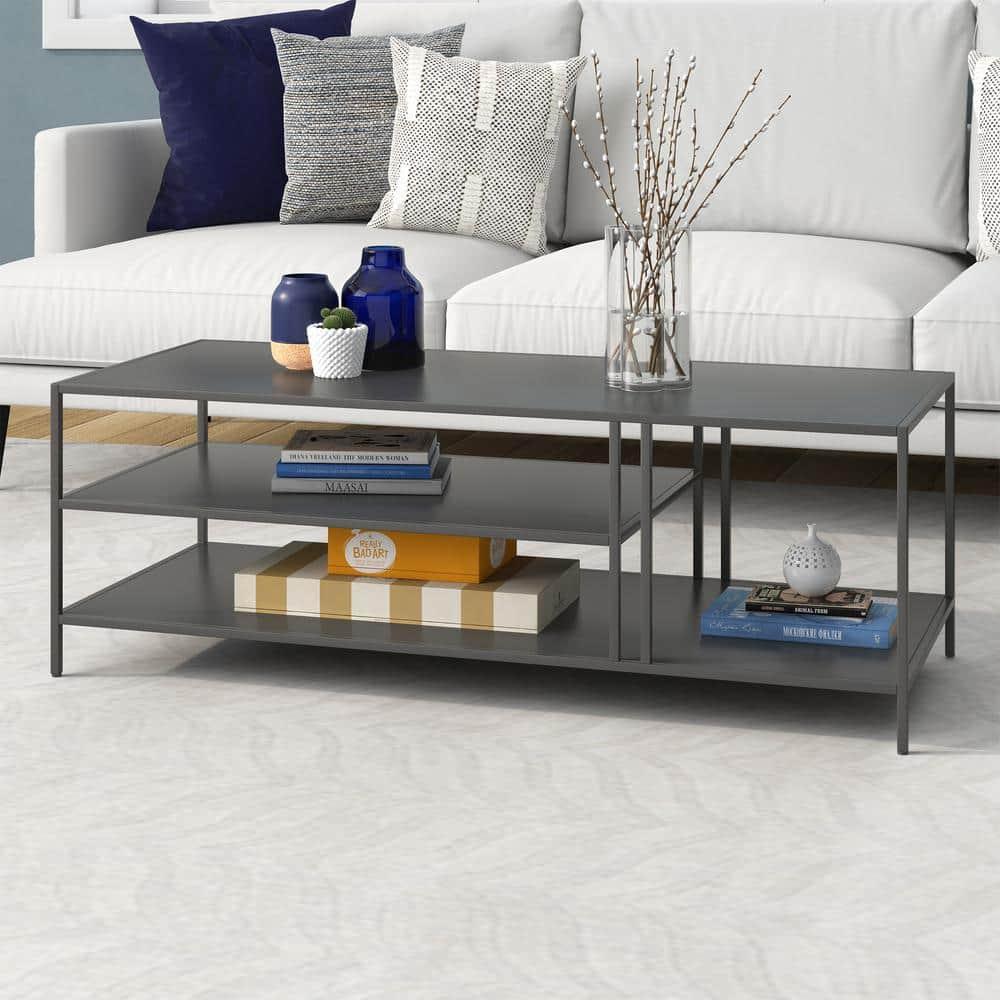 Evelyn&Zoe Cortland 48" Wide Rectangular Coffee Table in Gunmetal Gray