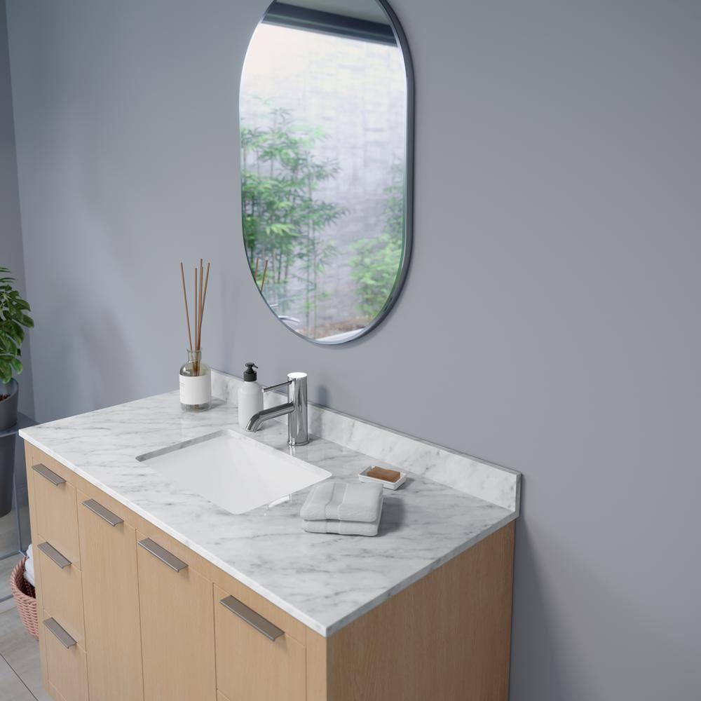 Arpella  Nuova Metal Framed Oval Mirror in Matte Black or Polished Chrome 24 x 36 - Chrome