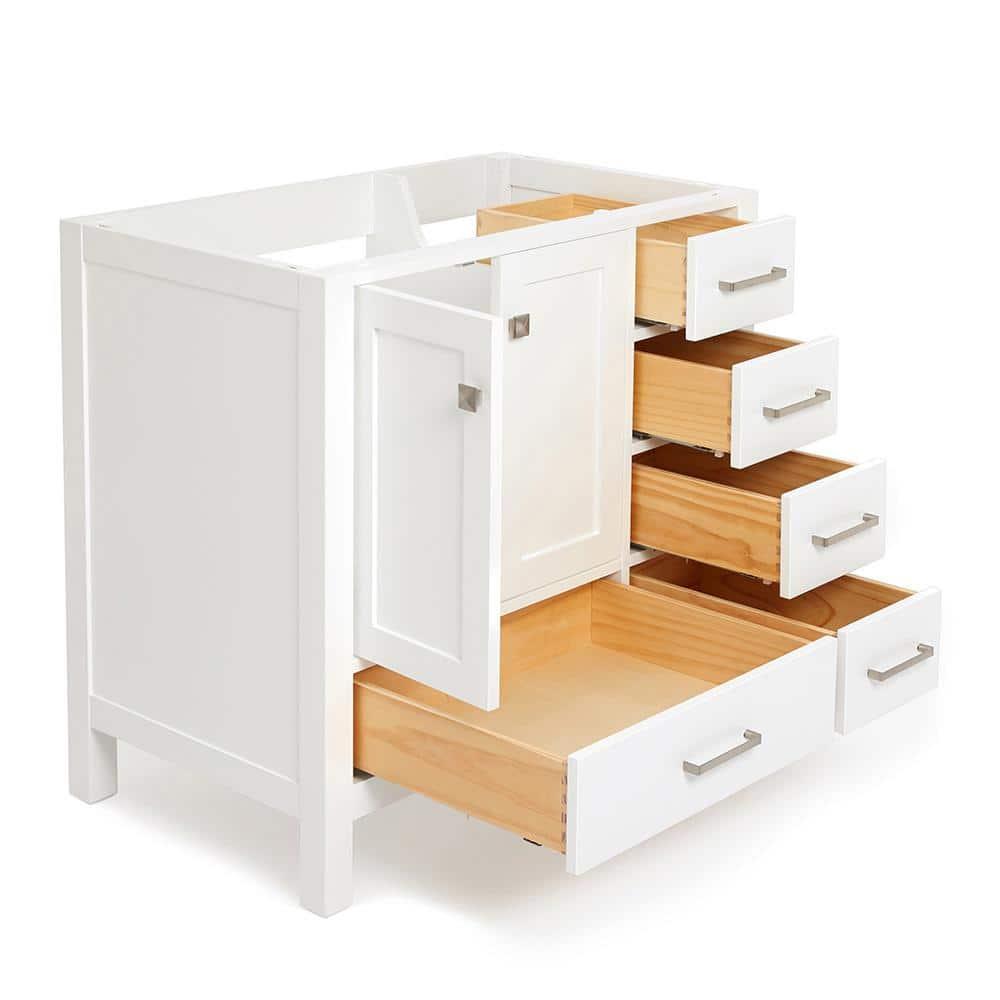 Ariel A037s-L-Bc Cambridge 36" Single Free Standing Wood Vanity Cabinet Only - White