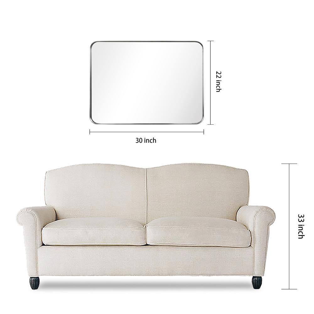 Empire Art Direct Ultra Brushed Silver Stainless Steel Frame Rectangle Wall Mirror, 22" x 30" x 2", Ready to Hang
