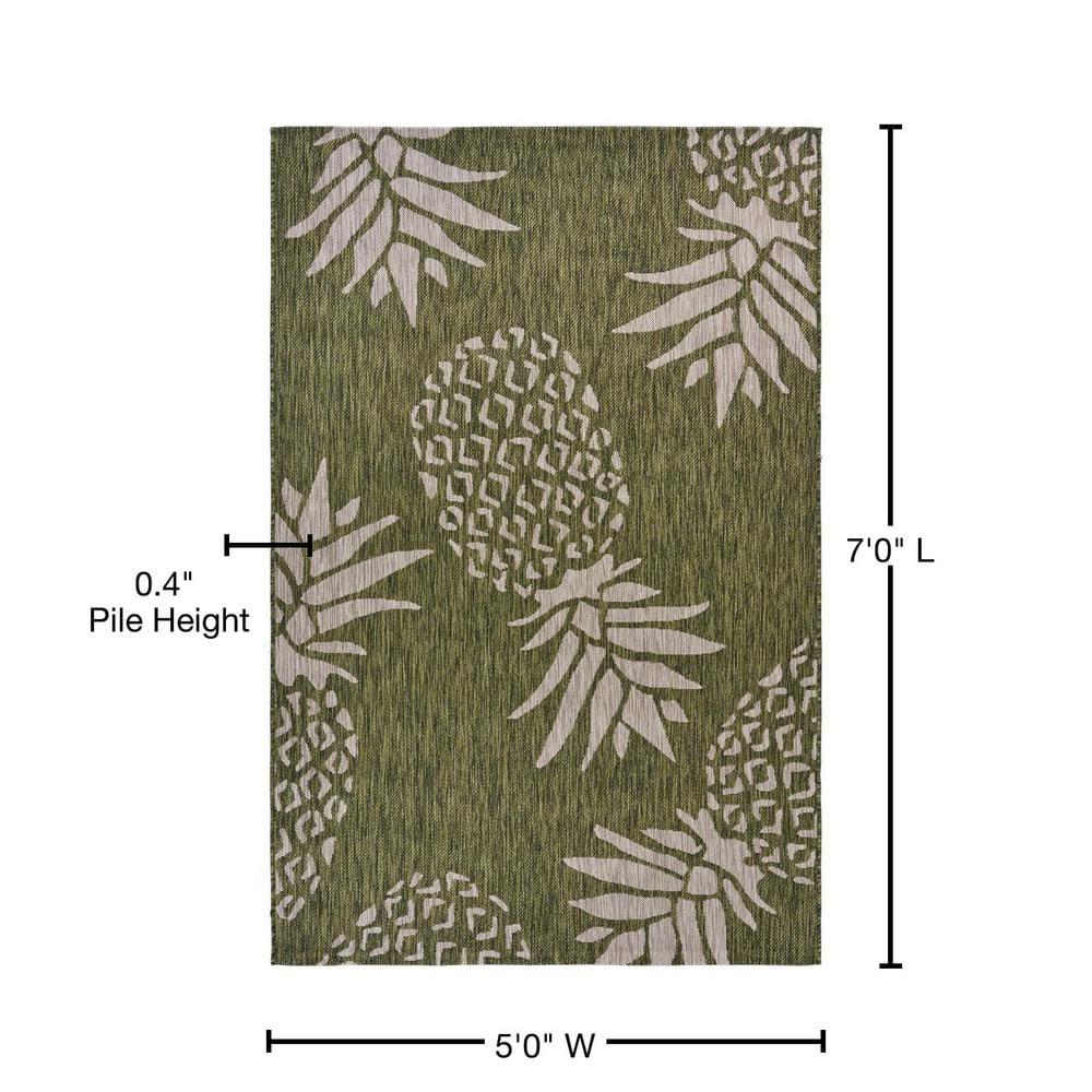 5â€™ x 7â€™ Green Pineapple Indoor Outdoor Area Rug