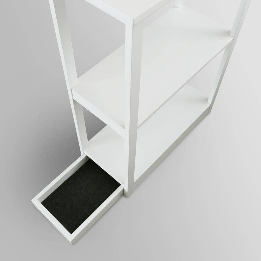 Casual Home Adams 3-Shelf Bookcase with Concealed Sliding Track, Concealment Furniture-Color:White