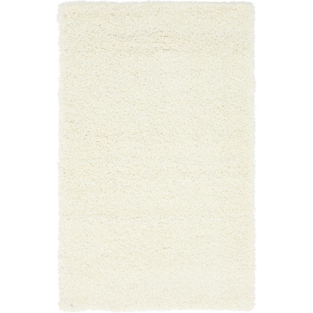 Unique Loom 3' 3 x 5' 3 Solid Shag Snow White Area Rug