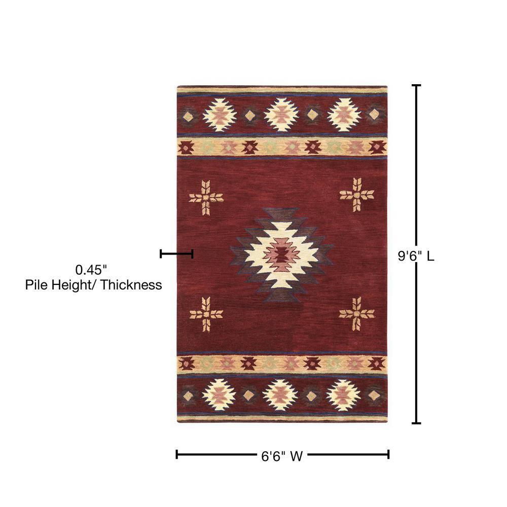Alora Decor Ryder 6'6" x 9'6" Tribal Burgundy/Tan/Sage/Navy Hand-Tufted Rug